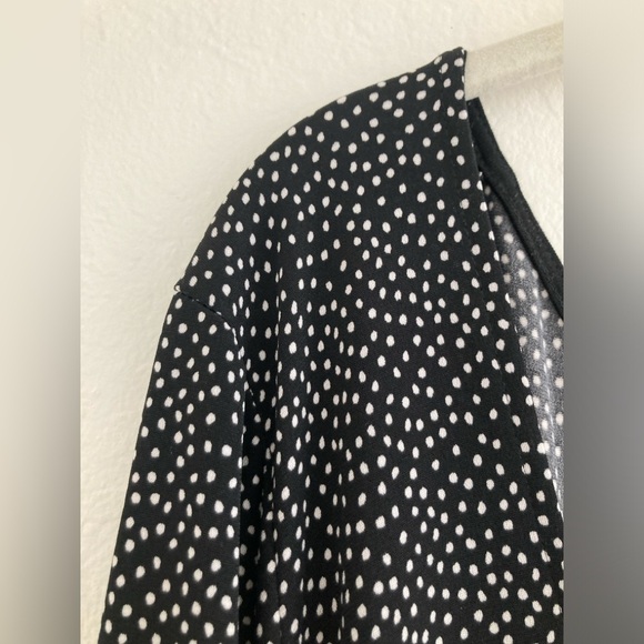 Modcloth Polka Dot Black and White Long Sleeve Dress Ditsy Stretch Pullover 4X - Picture 5 of 11
